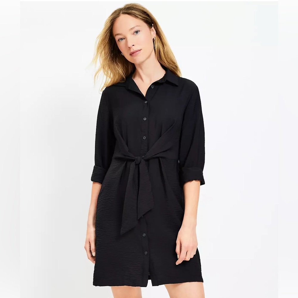 Loft Dahlia Tie Front Mini Shirtdress
